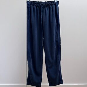 Xirena Rex pants M blue navy tide cotton drawstring side stripe cropped pant USA